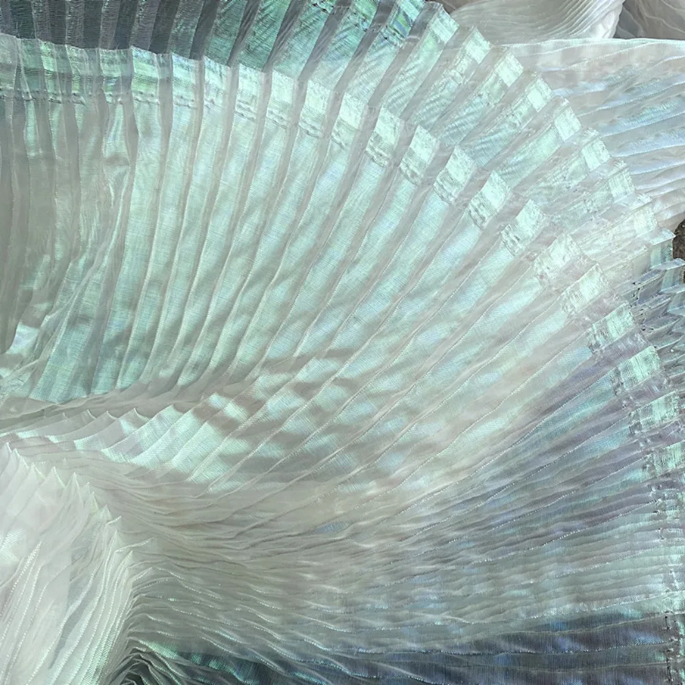 Creative Shiny Pleated Organza Fabric Rainbow Mermaid 100*150cm Cloth Fabric Handmade DIY Material Sewing Girls Skirt Dress