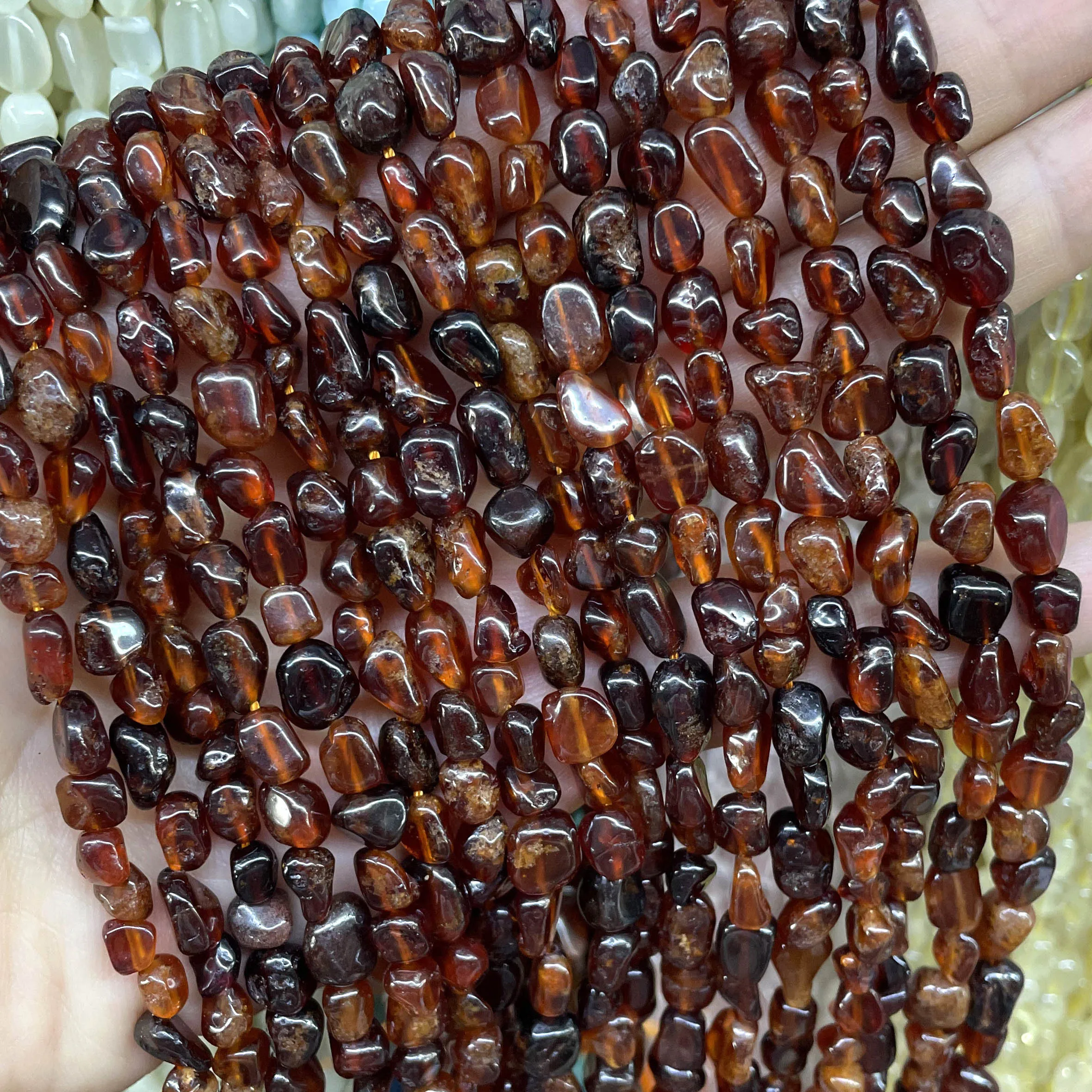 6X8MM Natural Stone Orange Garnet Spacer Loose Beads For Jewellery Making DIY Bracelet Necklace Accessories