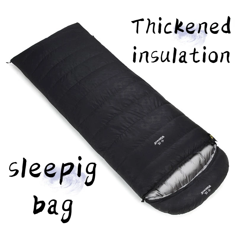 

New Black Down Sleeping Bag Suitable for All Seasons Thick Warm White Goose Down Envelope Style Convenient Cold Proof Nap Time