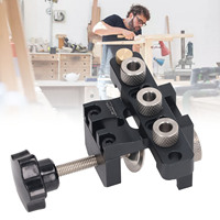 3 in 1  Hole Jig Kit Aluminum Alloy Woodworking Drilling Locator Round Wood Dowel Drill  Kit Woodworking Drill