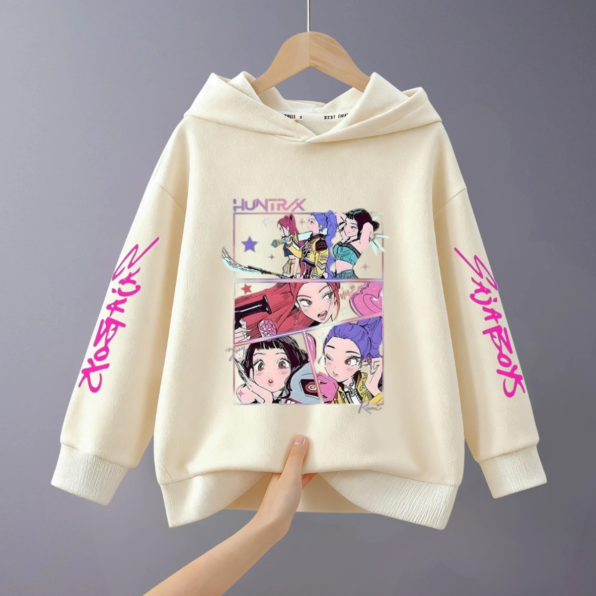 ملابس ربيع جديدة لعام 2026 سترات بغطاء للرأس للأطفال Kpop Demon Hunters Huntrix بلوزات بقلنسوة وأكمام طويلة للفتيات والأولاد #5