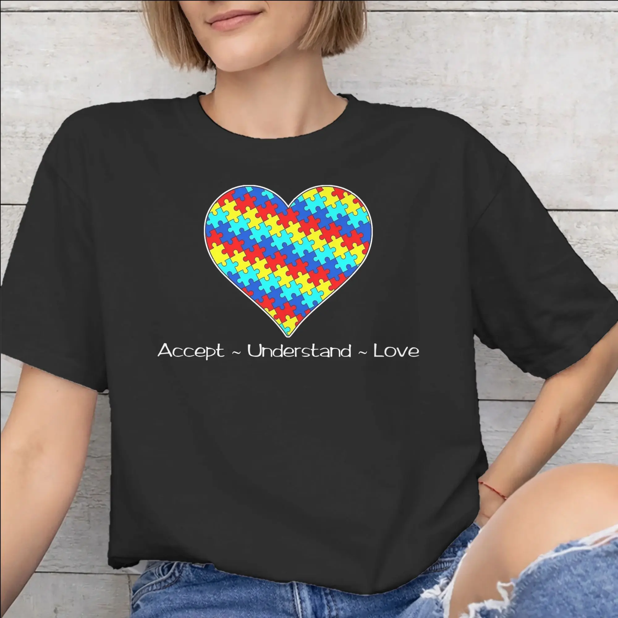 Autism Awareness Respect Love Support  Printed T Shirts for Men Women  100% Cotton  Tee Shirt Clothing