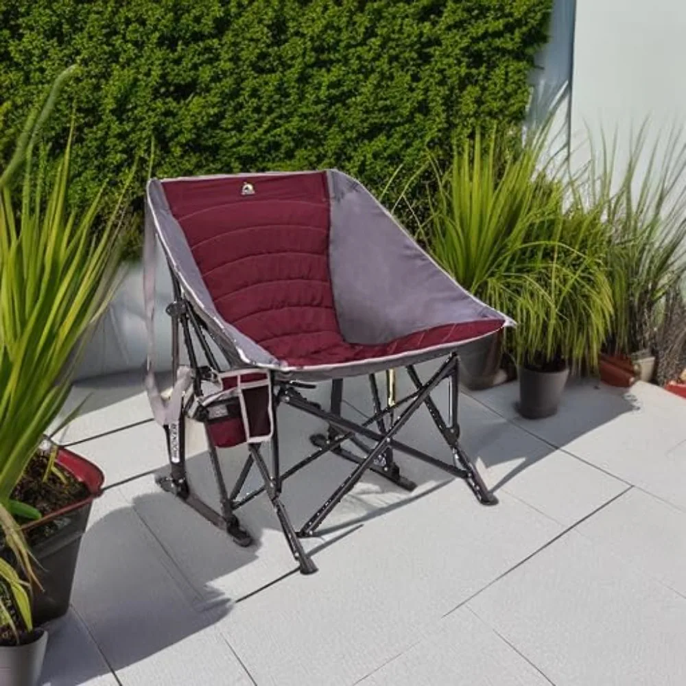 كرسي هزاز محمول للاسترخاء والتخييم في الهواء الطلق، GCI Outdoor MaxRelax Pod، أحمر