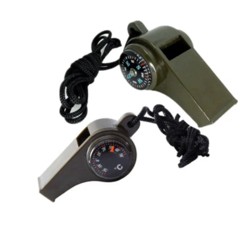 1PC outdoor multi-function three in one whistle life-saving whistle with compass thermometer