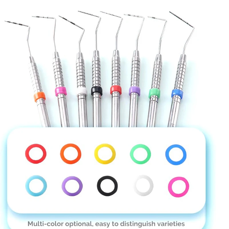 حلقات سيليكون ملونة للقبضة ، قابلة للأوتوكلاف ، أسنان متوسطة ، رمز ألوان عالمي ، أدوات ، 50 صف