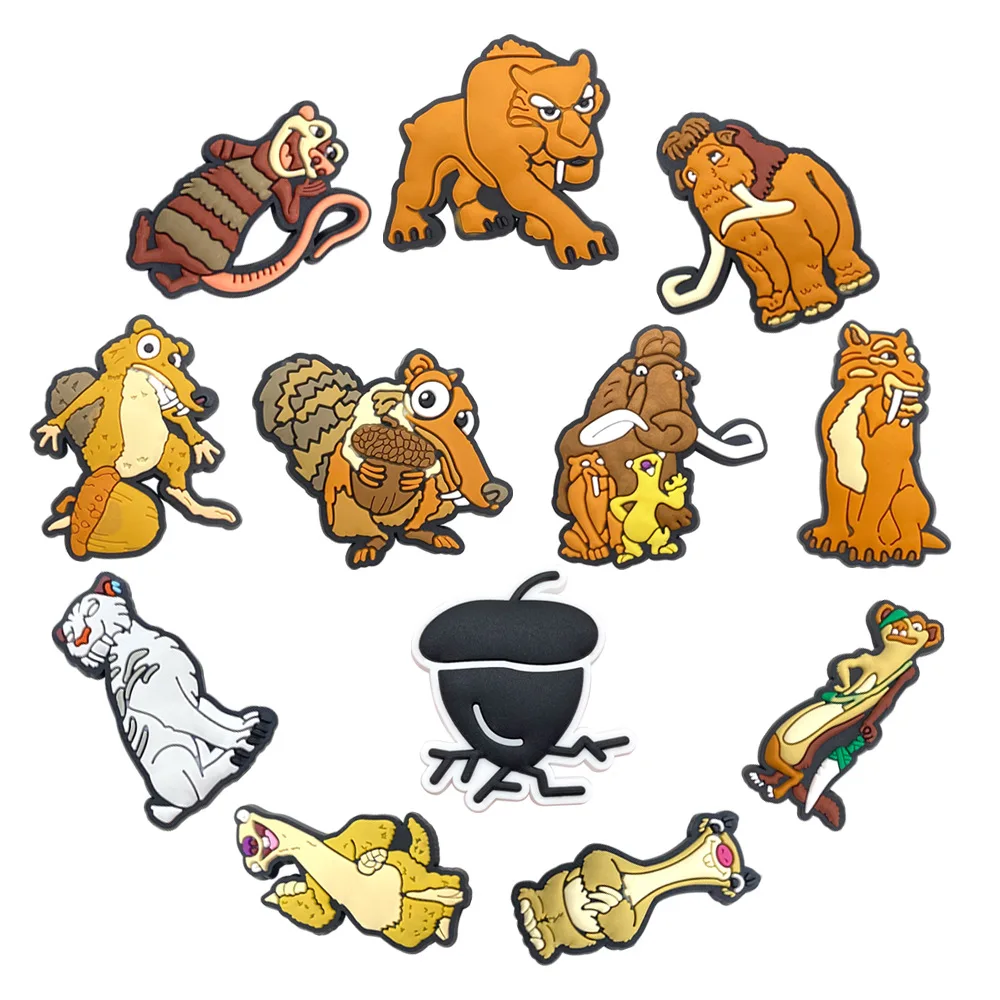 

1-12pcs Animal cartoon Shoe Charms PVC Accessories DIY Cartoon Shoe Buckle Clogs Sandal Decoration For Kids X-mas Gifts