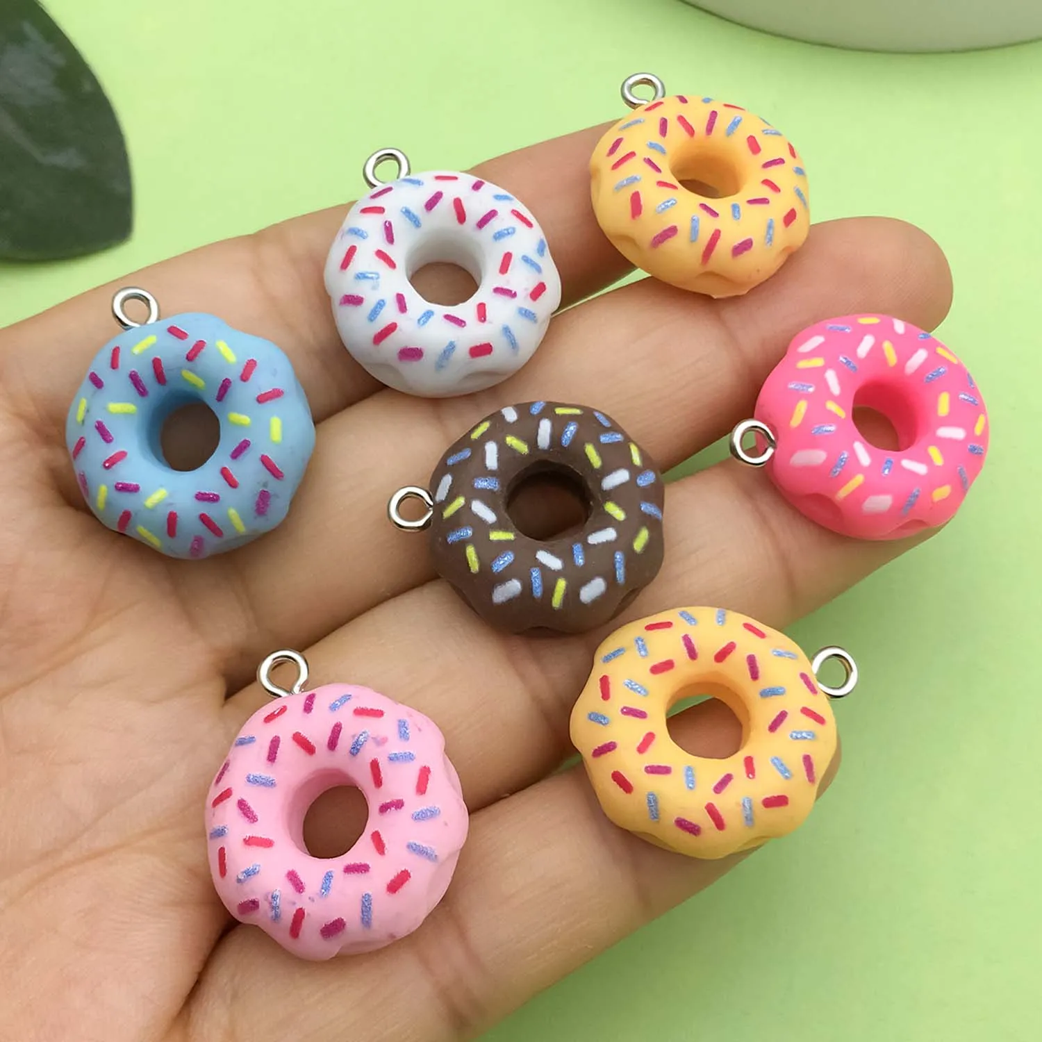 10/12pcs 18*21mm Colorful Food Donuts Design Charms 3D Resin Pendants For DIY Bracelet Necklace Jewelry Making Accessories