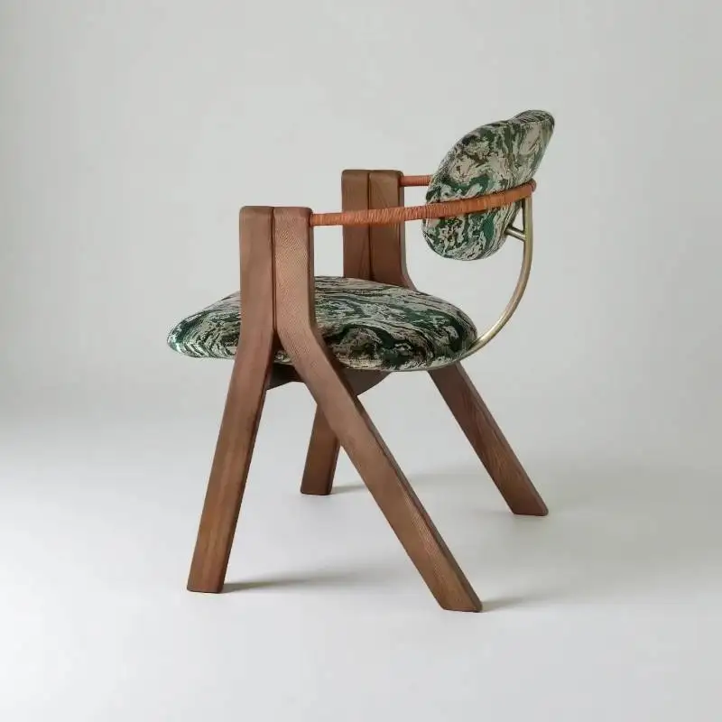 

Wood Legs Dining Chairs Armrest Luxury Green Comfortable Design Dining Chair Lounge Nordic Sillas Comedor Home Furniture