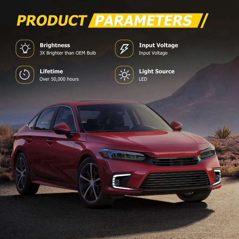 LED Daytime Running Lights For Honda Civic 11Th Gen 2021-2024 Turn Signal Lights Fog Lights Tri-Colors