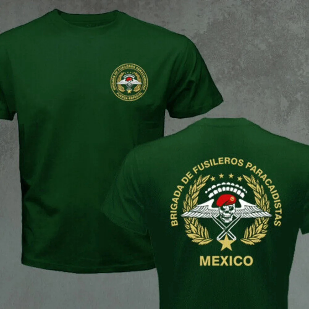 Mexico Parachute Rifle Brigade Paracaidistas Paratrooper Airborne Army T-shirt Short Sleeve Casual 100% Cotton Shirt