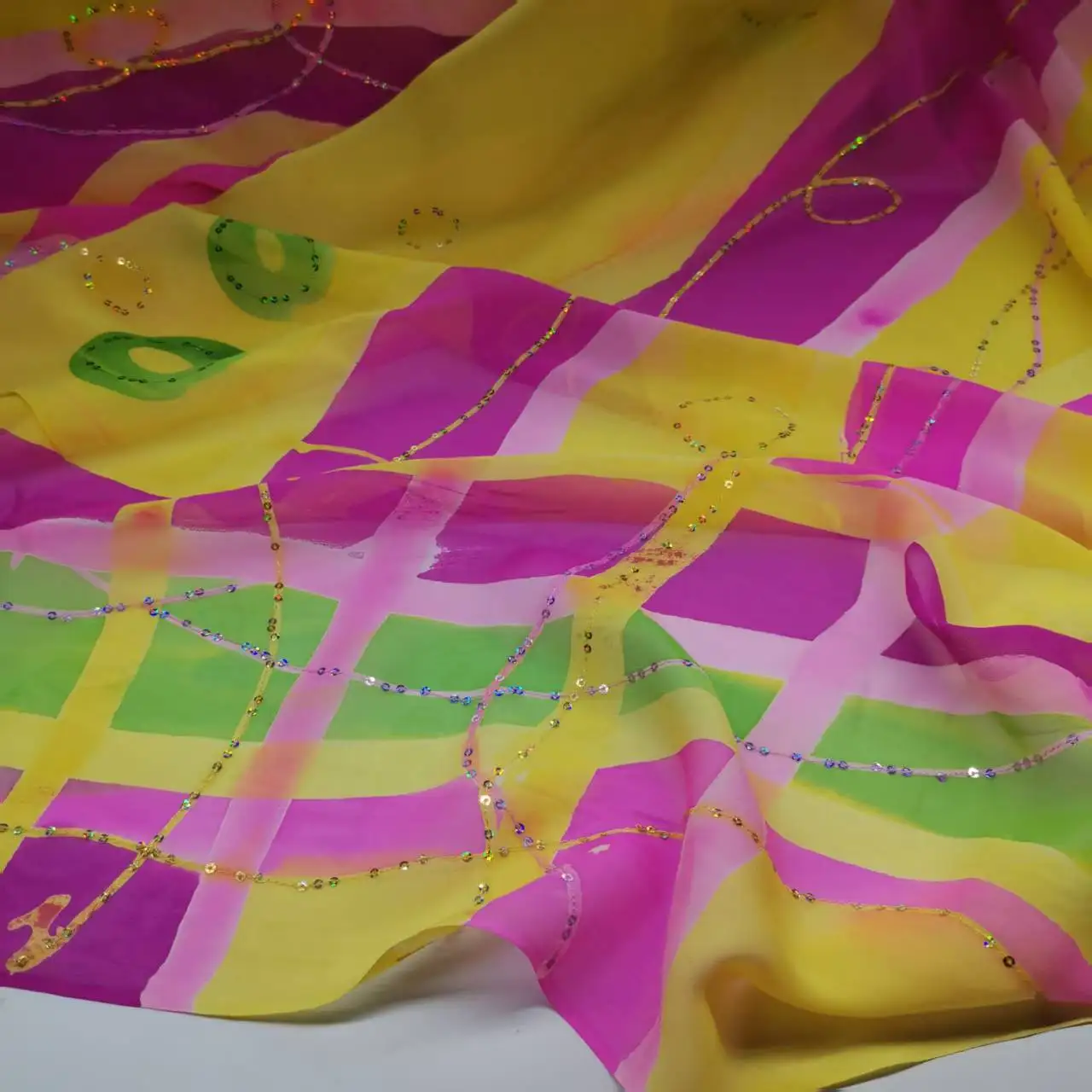 

Embroidery Sequin Fabric Bling Saree Georgette Pure Silk Mulberry Dress Sudan Toub Sewing Material
