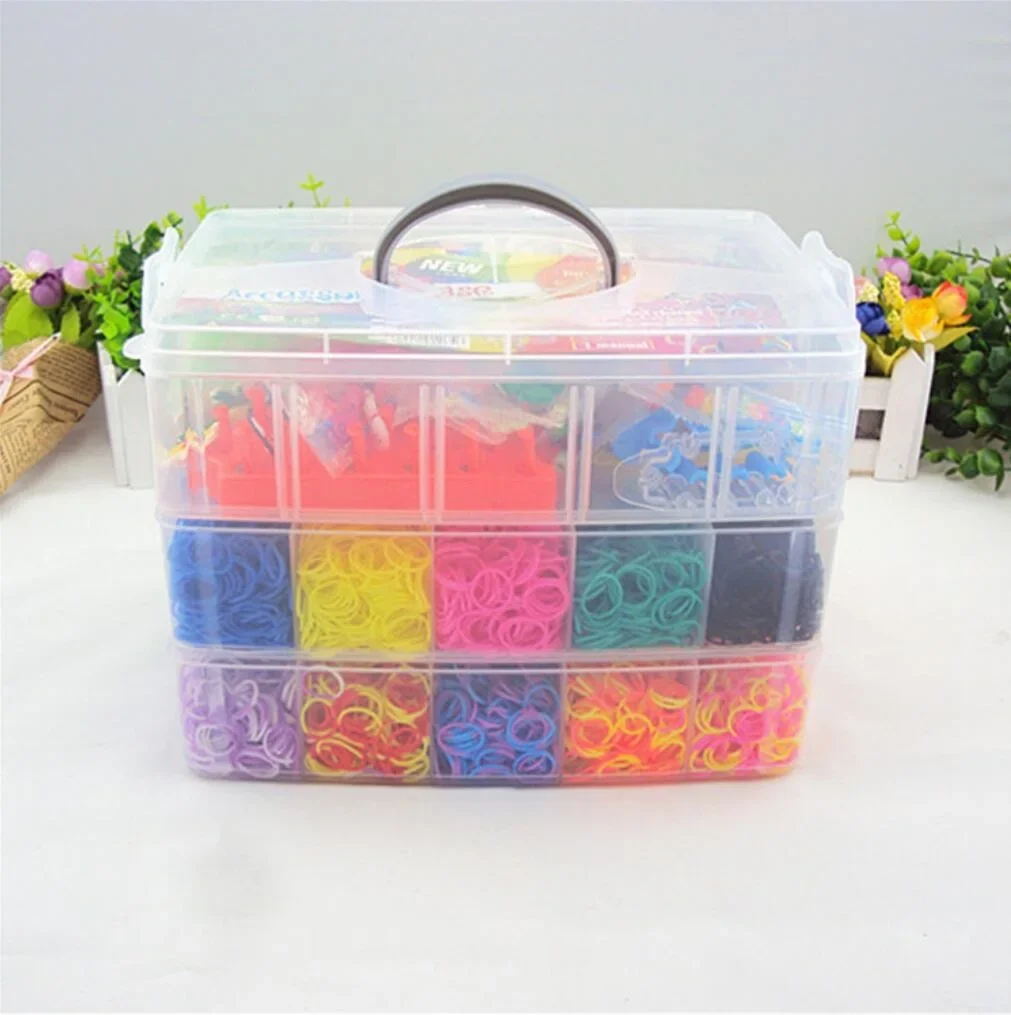 15000Pcs Elastic Rainbow Bands Loom Set Children DIY Make Bracelet Woven Bracelet Kids Educational Crafts Toys Accessory