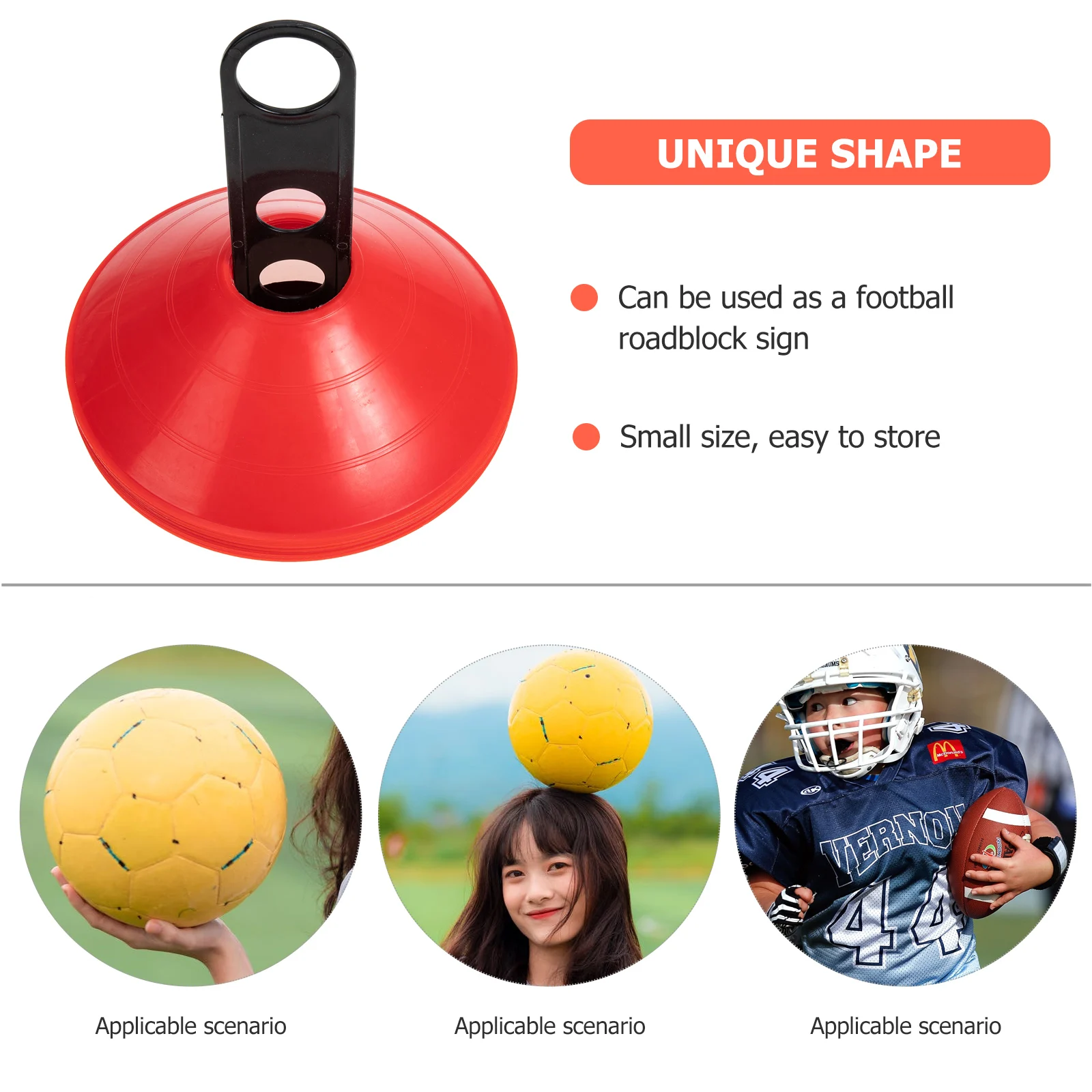 

Football Training Cones Soccer Agility Disc Markers Lightweight Durable Stackable Bright Color Visual Aid Equipment for Sports