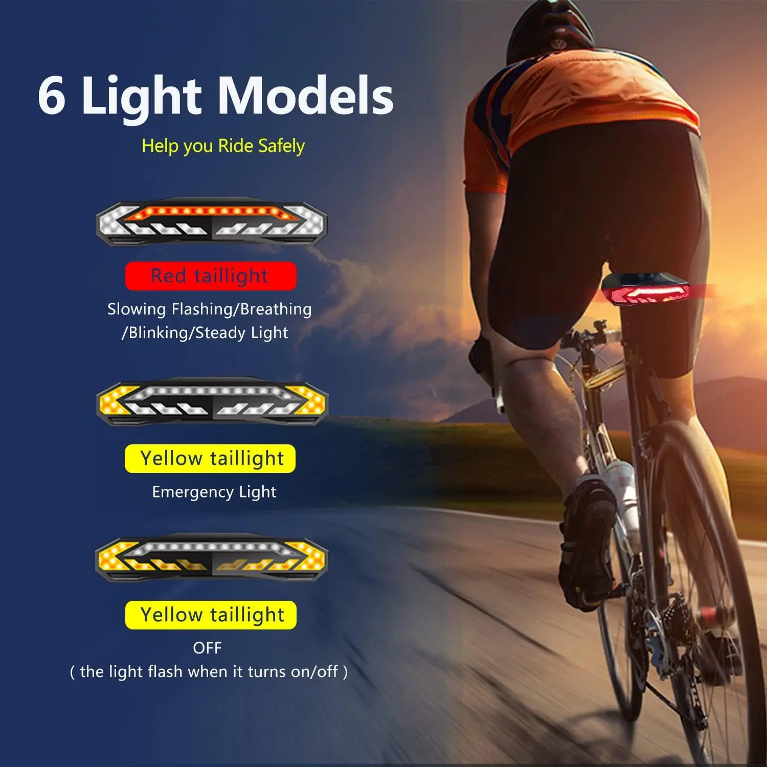 Bike Tail Light Rechargeable with Turn Signals, Remote Bicycle Alarm 110 db, Electric Cycling Bells Horn, Rear Light,IP54 Waterp