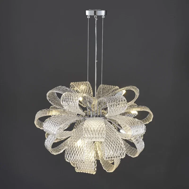 

Modern hanging LED flower shaped glass pendant light for living room, dining room indoor ceiling decorative lighting fixtures.