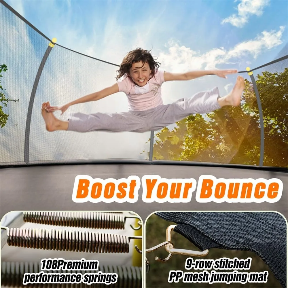 16FT Pumpkin Trampoline with Basketball Hoop, Recreational Trampoline with Balance Bar, Enclosure Net and Galvanized Steel Frame image 5