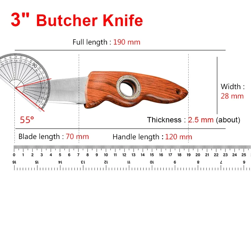 Barbecue Slicing Knife Fish Fruit Steak Knife Plastic Handle Utility Kitchen Knives Hand Forge Boning Butcher Knife Chef Cleaver