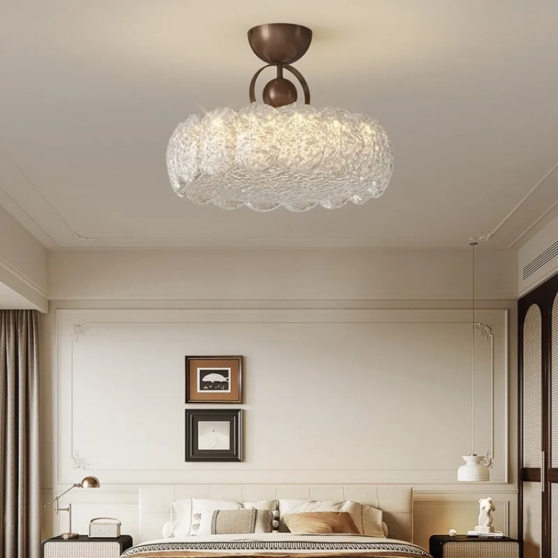 

High-end light luxury eye protection feather lamp bedroom lamp American retro book room ceiling lamp