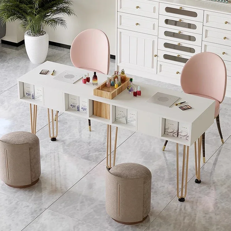 Manicure Table Professional Aesthetic Furniture Nail Decoration Trend 2024 Table Salon Nails Tables Desk Nageltisch Led Lamp