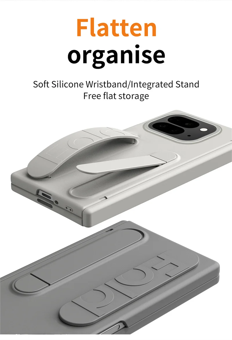 Etui na Google Pixel 9 11 Fold 10Pro Fold, przyjazne dla skóry, składane, z elastycznym paskiem na nadgarstek, folia ochronna na ekran ze szkła hartowanego, podstawka. — zdjęcie produktu 6