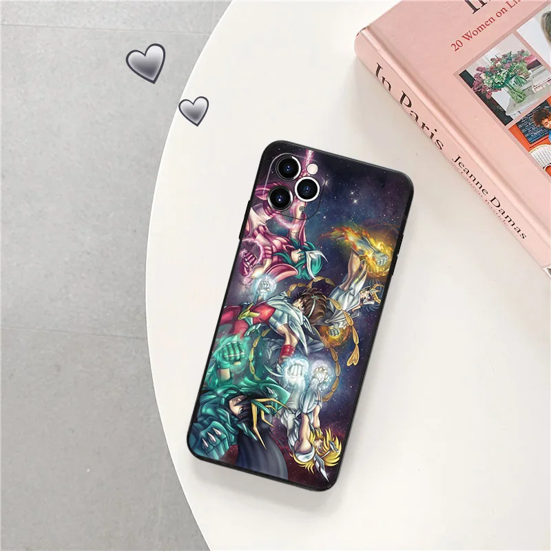 Black Matte Phone Case for iphone 16Pro 15 14 13 12 Mini 11 16 Pro Max 7 8 Plus X XS XR Saint Seiya Macro Cosmo Soft Cover