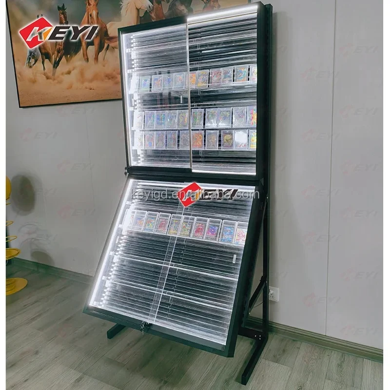 custom.Factory LED Lights Display Shelf Trading Card Display Cabinet TCG Store Graded Sports Cards Showroom Des