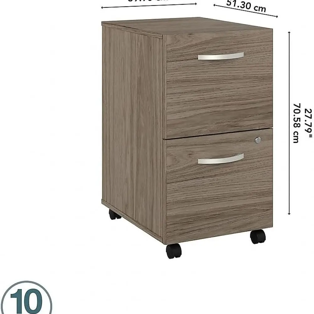 خزانة ملفات متنقلة حديثة بدرجين من Hickory Hybrid من Bush Business Furniture - مجمعة