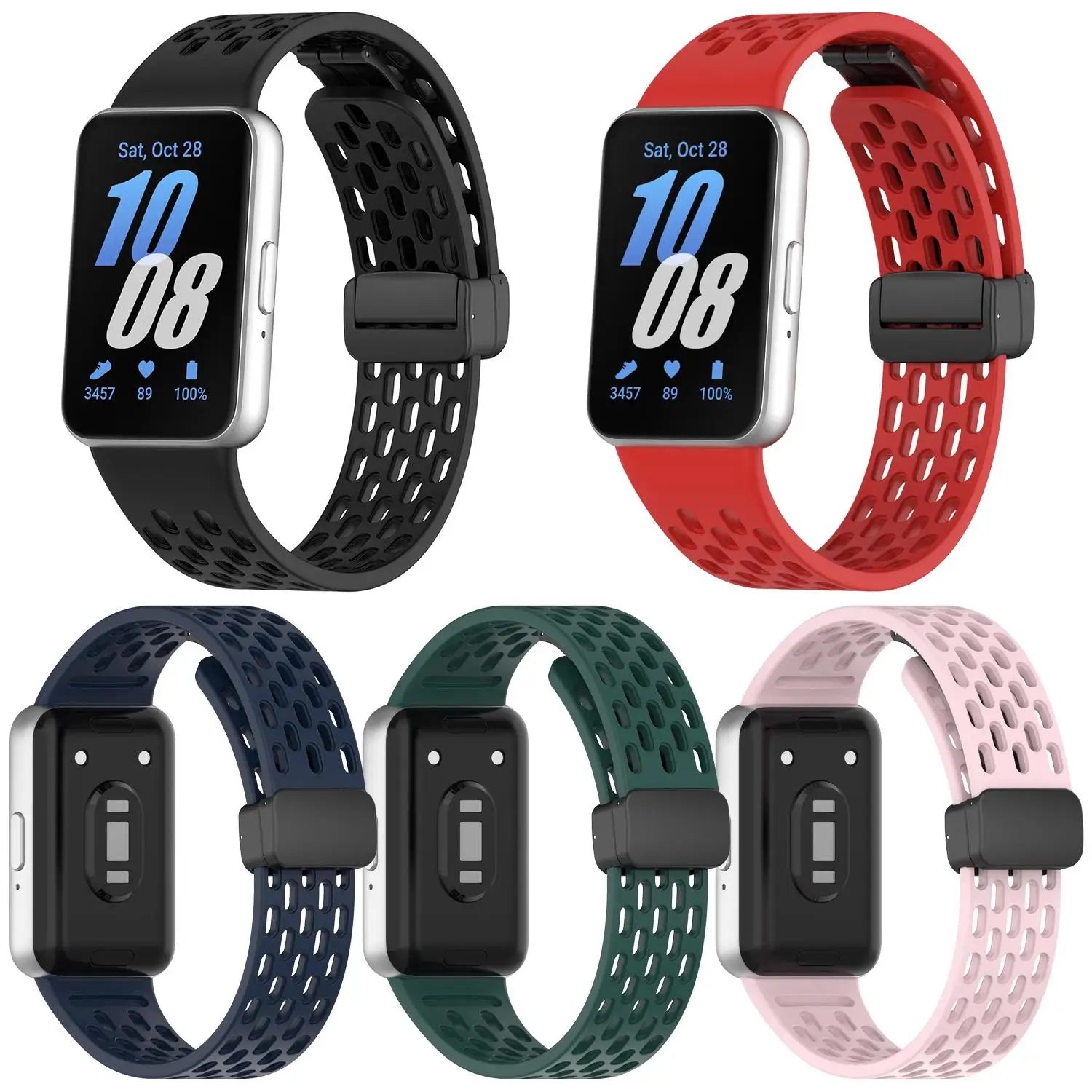 

Сетчатый силиконовый ремешок с магнитной пряжкой для Samsung Fit 3, спортивный дышащий ремешок для часов для Samsung Galaxy Fit 3, сменный браслет