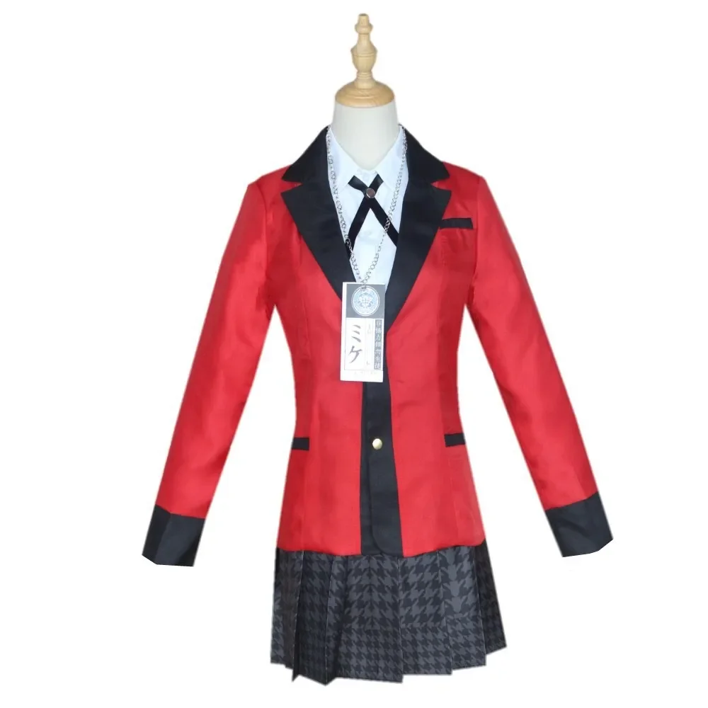 Kakegurui Cosplay Traje e Perucas para Mulheres, Jogador Compulsivo, Uniforme Yumeko Jabami, Festa de Halloween, Fantasia de Carnaval