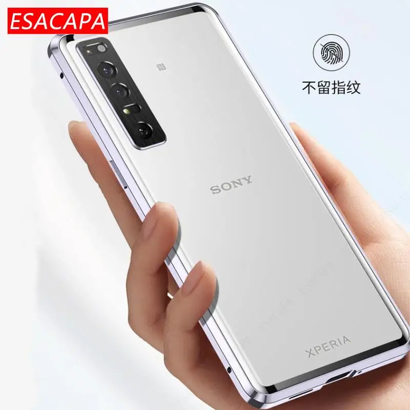 Magnetic Adsorption Case for Sony Xperia 1 IV 10 IV Aluminum Metal Bumper Double-Sided Glass Phone Cover for Xperia Pro I 5 III