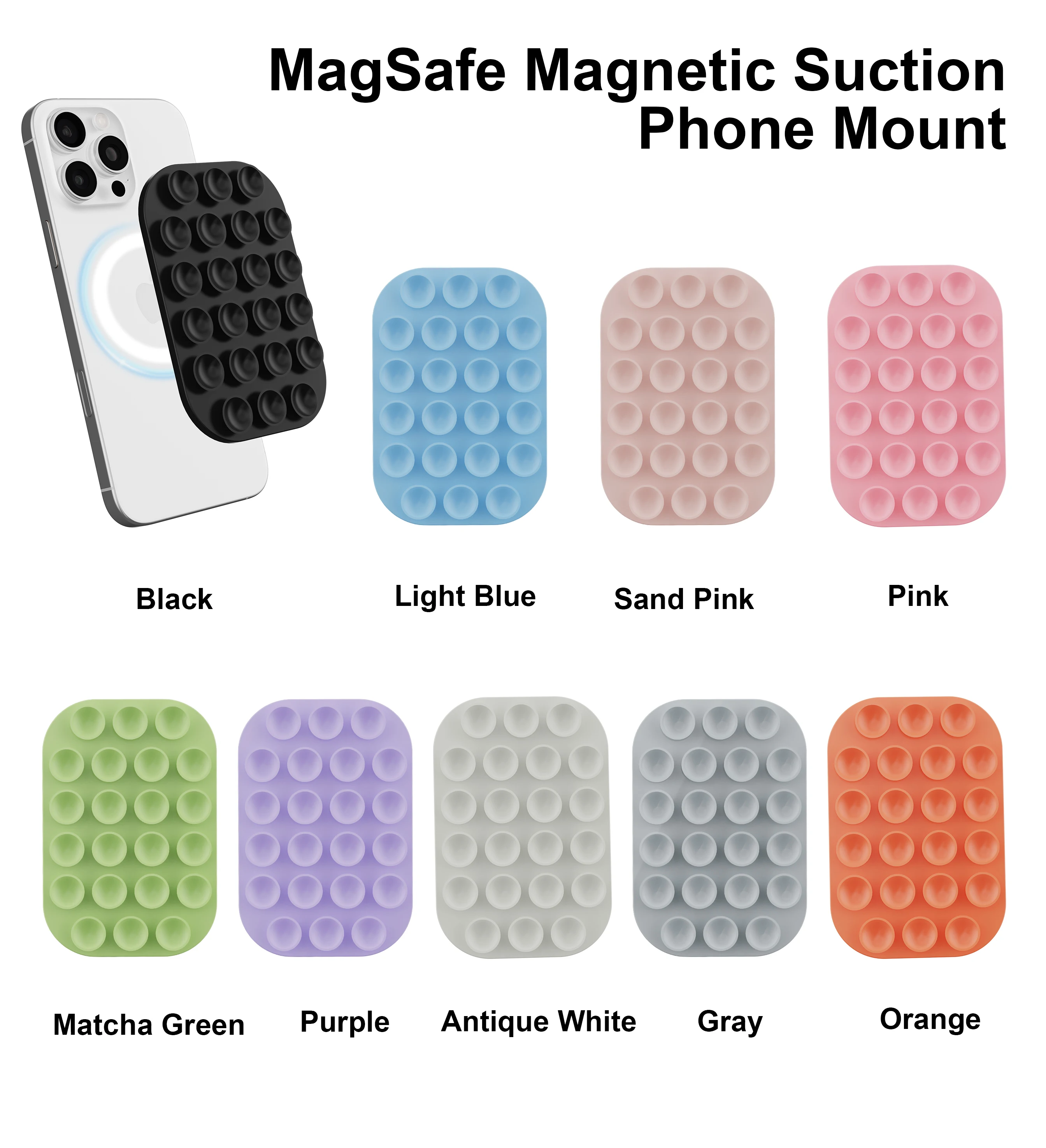 Magnetische Saugnapf-Handyhalterung für MagSafe-Hülle Silikon Octo Cup Buddy Klebender Griffhalter für iPhone Abnehmbarer Freisprechhalter für Selfies