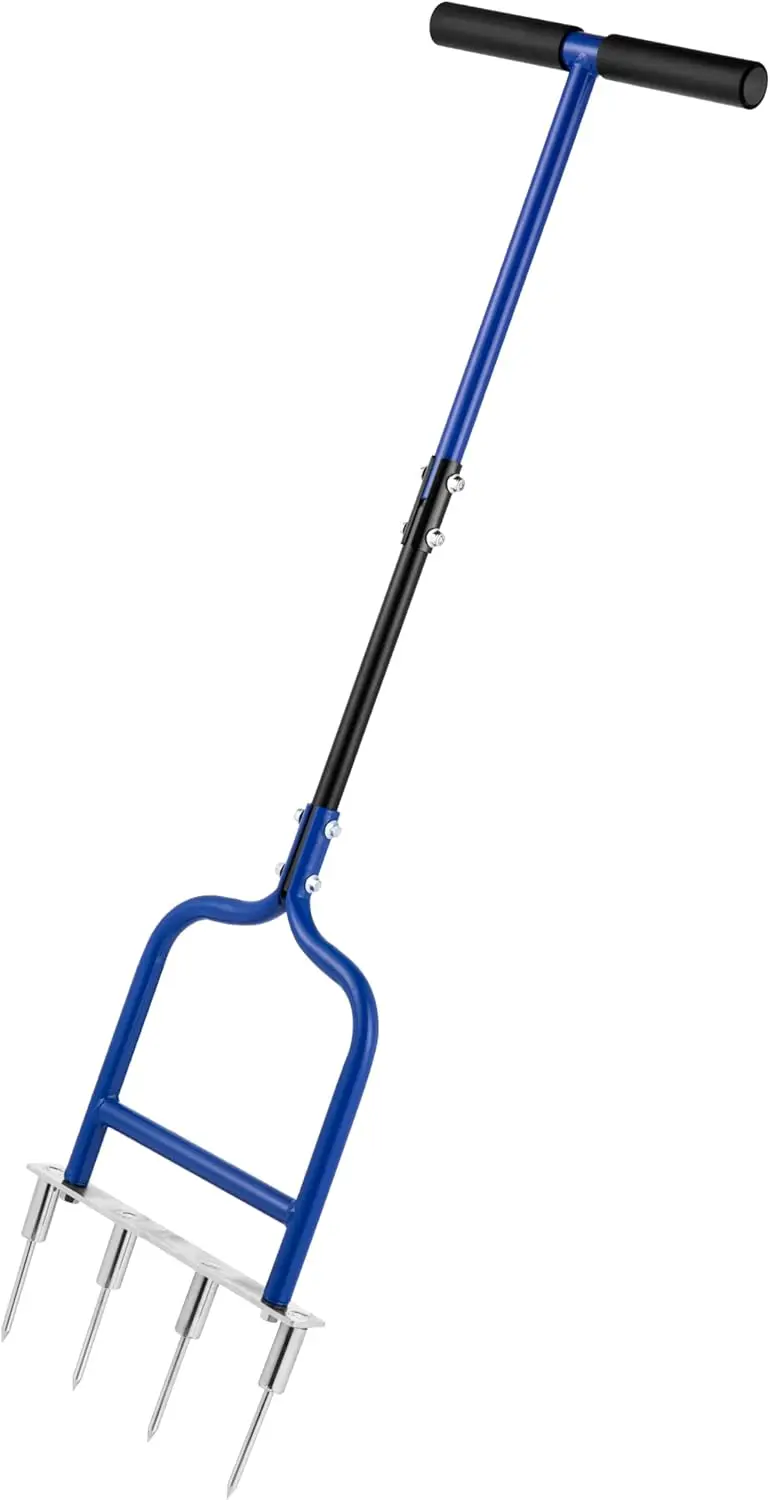 

Manual Lawn Aerator with 4 Stainless Steel Spikes for Compacted Soil - Grass Dethatcher Tool