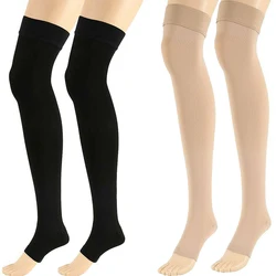 1 Pair Open Toe Knee-High Medical Compression Stockings Varicose Veins Stocking Unisex Compression Brace Wrap Shaping 18-21mm