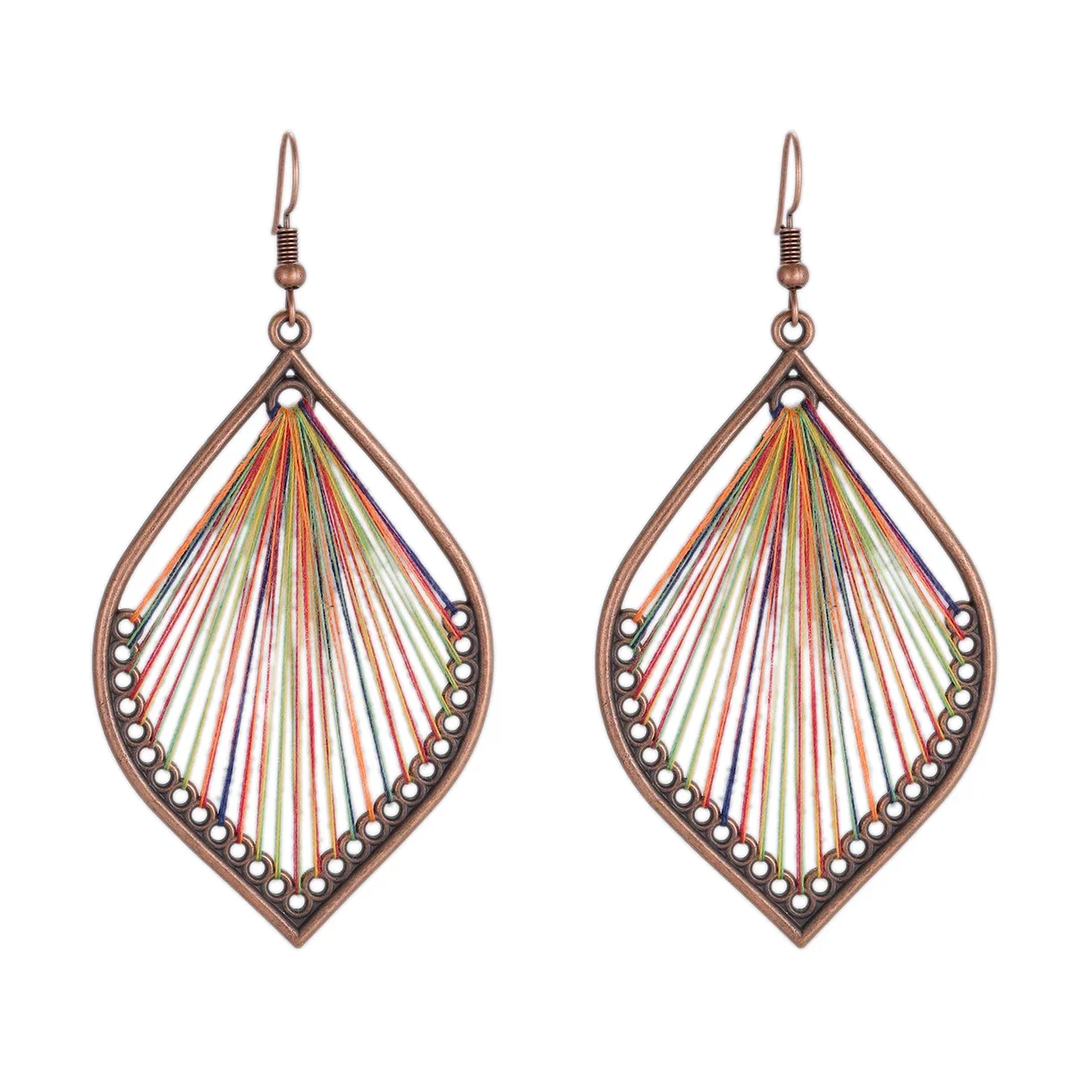 Boho Multi-Style Handmade Thread Wrapped Earring for Women Fashion Rope Wrap Round Triangle Dangle Earrings Female Jewelry Gift image 3