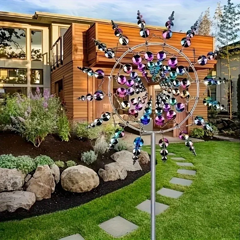Creative Metal Windmill for Courtyard Garden Lawn Decoration Kinetic Energy Wind Collector Rotator Magical Ornament