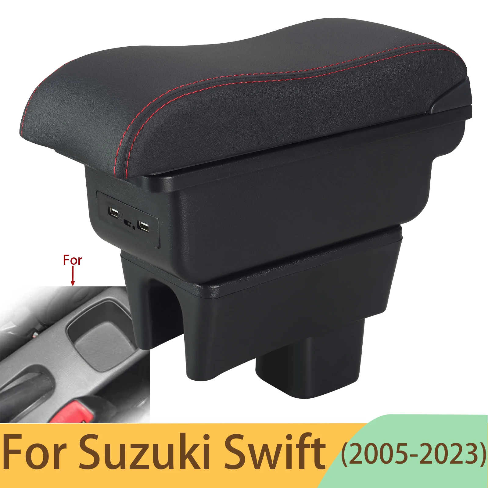 

For Suzuki Swift Armrest Box For Suzuki Swift Car Armrest Storage box 2005-2023 Dedicated Retrofit Interior Car Accessories