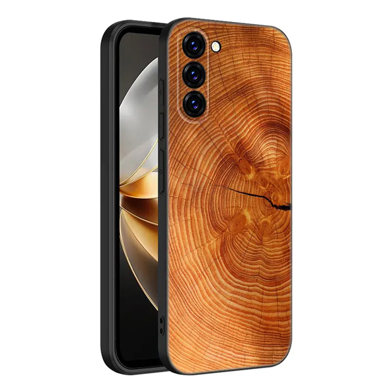 Wood Pattern Phone Case For Samsung Galaxy S20 S21 S23 FE S22 Ultra S10E S10 Lite S8 S9 Plus S7 Edge Black Silicone Cover