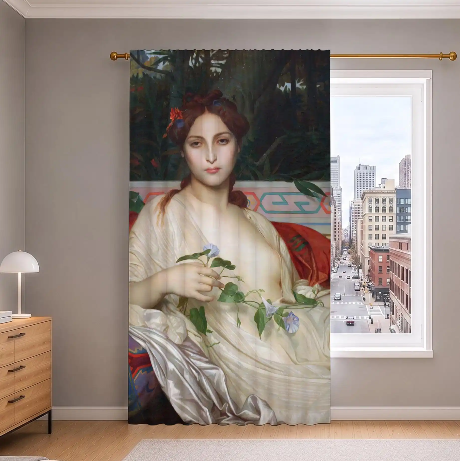 Vintage Art Portrait Curtain Window Dressing Bohemian Style Living Room Curtain for Home Decor