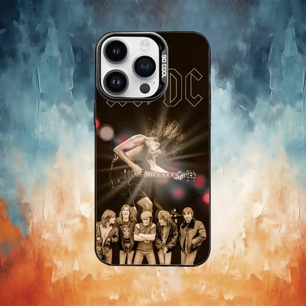 เคสโทรศัพท์ลายวงดนตรีร็อค A-AC-DC สำหรับ iPhone17,16,15,14,13,12,11 Plus,Pro Max สีดำด้านกันกระแทก