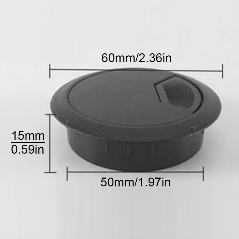Black Plastic Round Junction Box Universal for Office Home Computer Desks