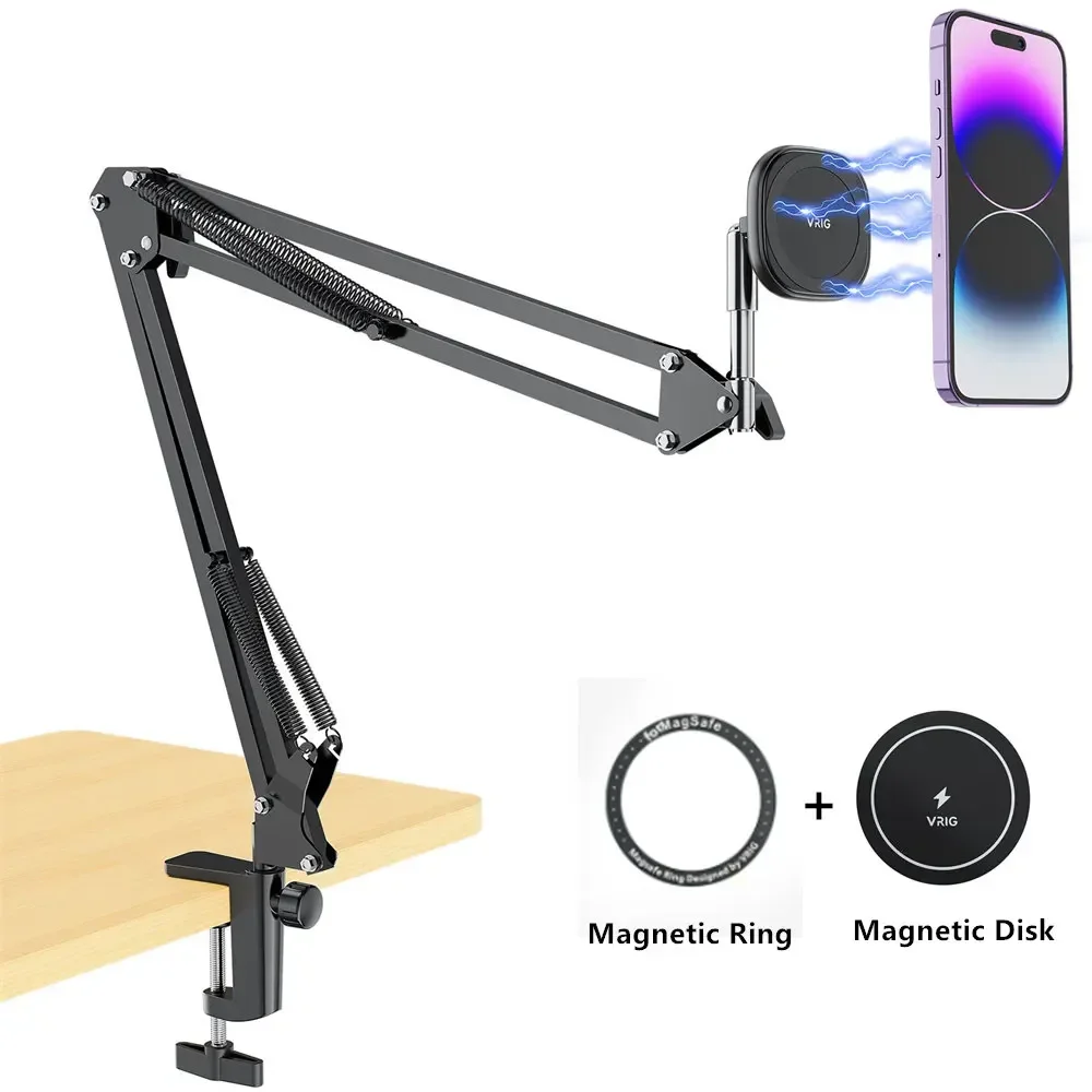 New for Magsafe Articulated Arm with Magnetic Phone Holder Overhead Desk Mount for Iphone 14 13 12 Android Phone Live Stream