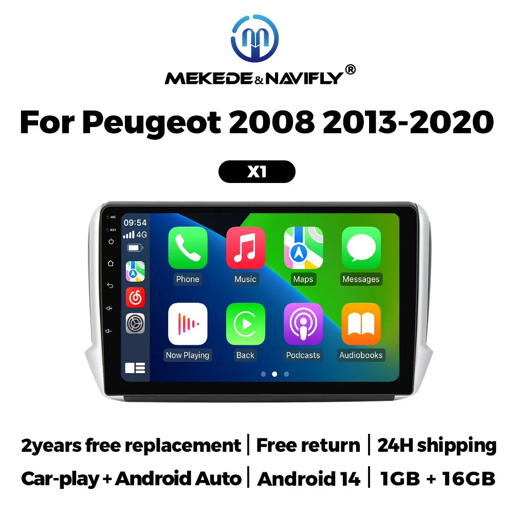 2 Din 10 Inch Touchscreen Autoradio Stereo voor Peugeot 2008 208 Serie 2013-2020 Carplay Android Auto Multimedia GPS Navigatie
