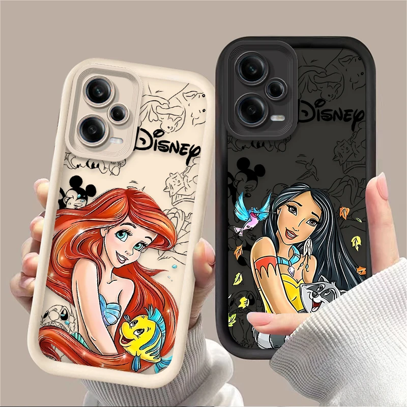 Disney Little Mermaid Princess Phone Case For Xiaomi Redmi Note 13 12 11 Pro Plus 4G 5G 12S 11S 10S 10 9 9S 8 12C 13C Soft Funda