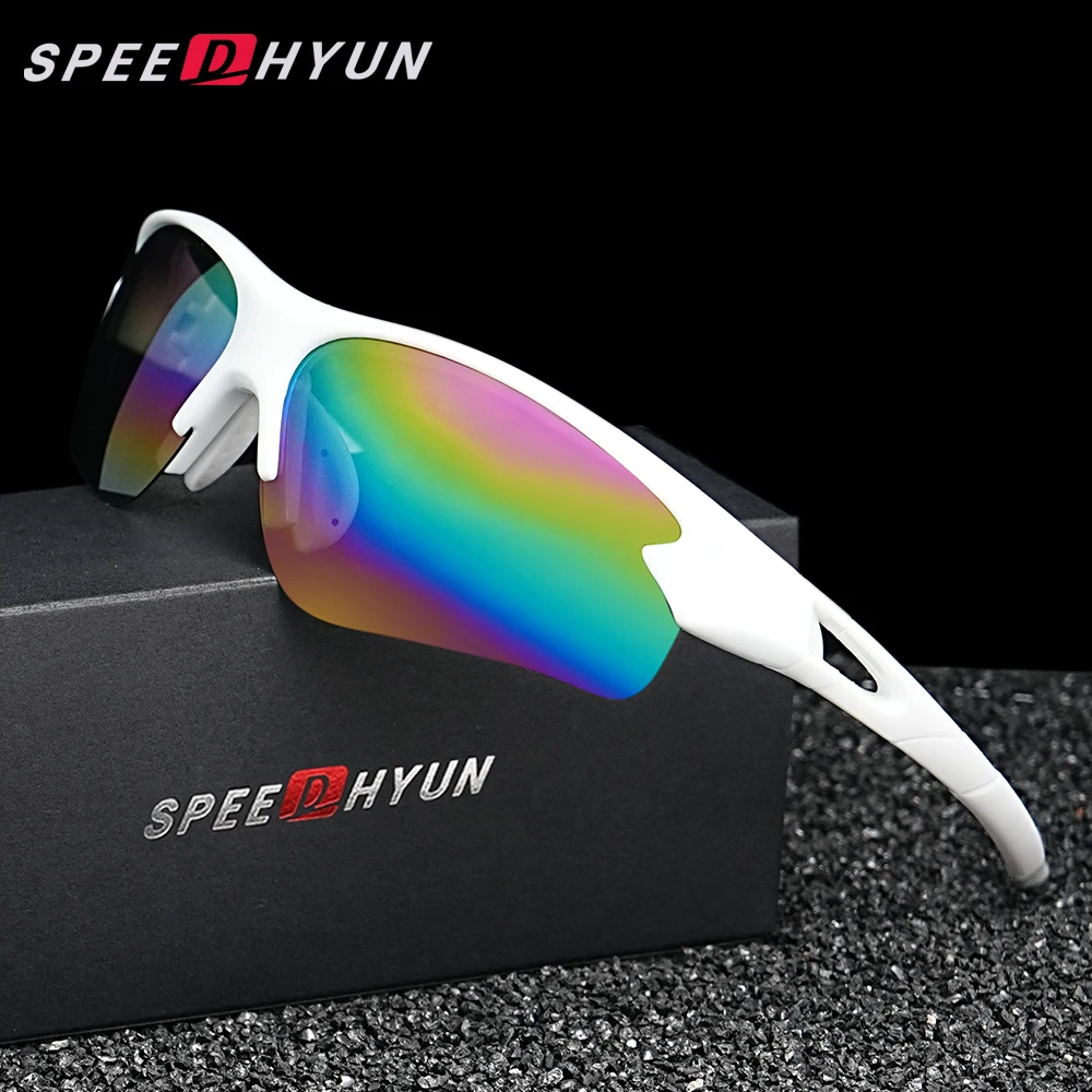 SPEEDHYUN Polarized Cycling Men Sunglasses Driving Anti-UV400 Mirror Lens Glasses Sports Bike Fishing Half Frame Eyewear