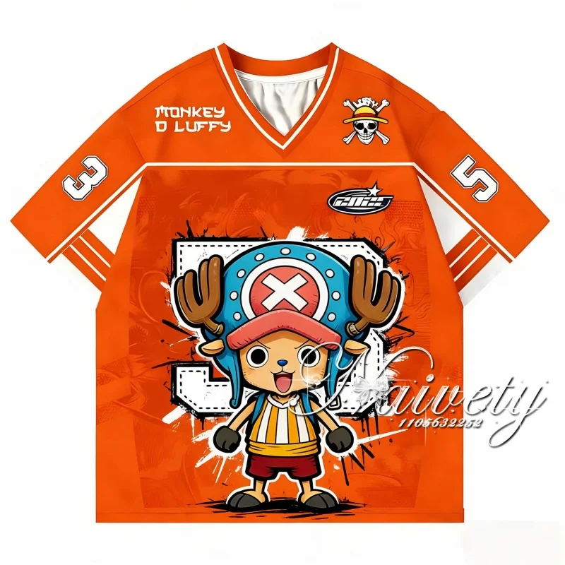One Piece Chopper Print American Style Sport-T-Shirt 2026 Sommer Schnelltrocknend Schweißabsorbierend Anime Casual Tops für Erwachsene Kinder Y2k