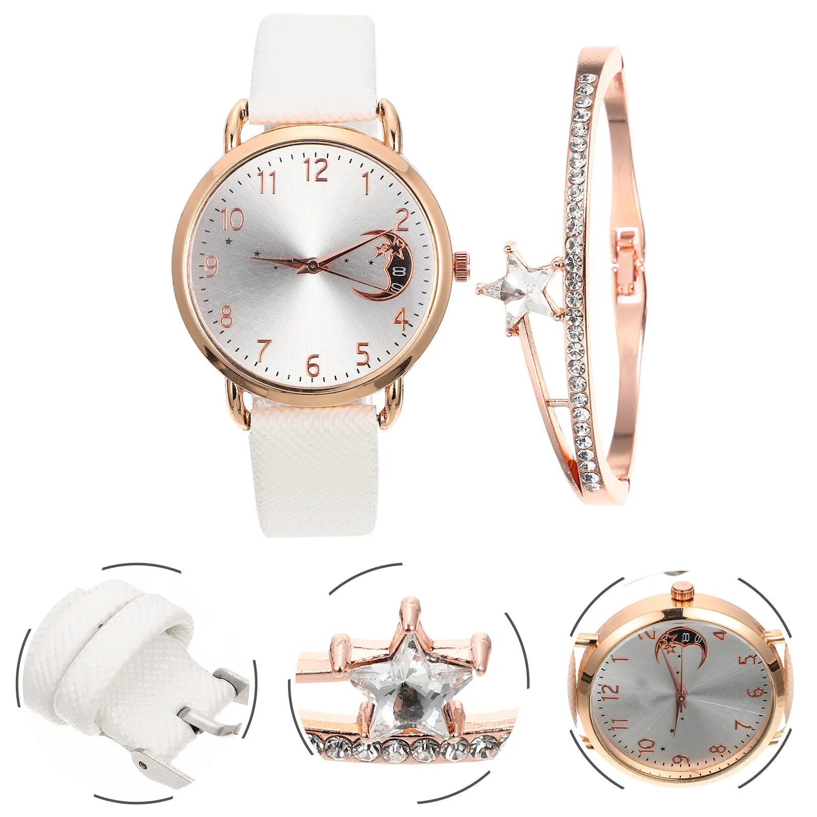 1Set Watch And Bracelet Set For Birthday Celebration Accessories Winter Fashion Accessories Star Design Women