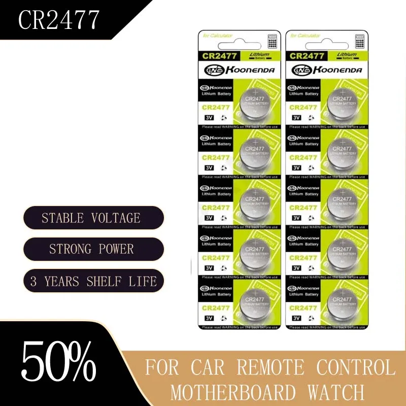 

CR2477 5/10/30PCS 3V Button Lithium Battery for Car Remote Control Motherboard Watch DL2477 ECR2477, KCR2477 Buttton Coin Cells