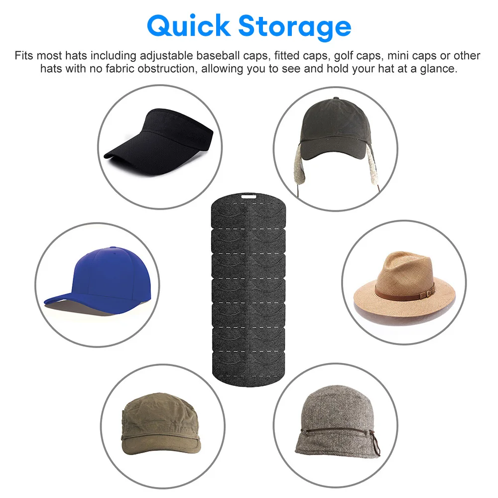 Hanging Hat Organizers for Bedroom Closet Space Saving Wall Door Back Felt Storage Rack for Baseball Cap Felt Storage Holders