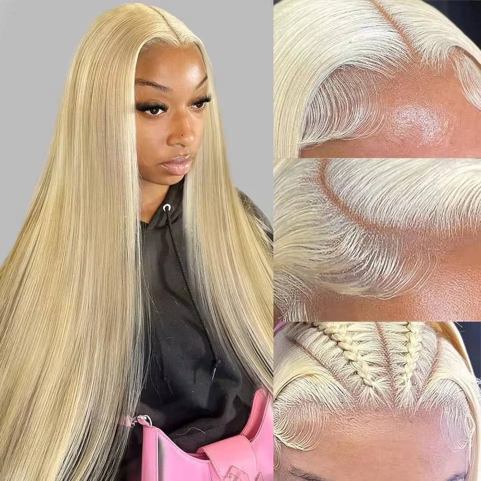 

13x6 HD Transparent 613 Blonde Lace Frontal Human Hair Wigs Brazilian Straight Lace Front Human Hair Wigs Can Be Dyed Any Color