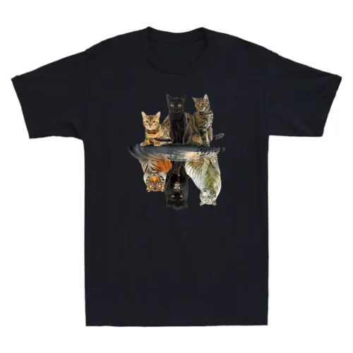 

Cats Reflection Tiger Funny Animal Graphic Cat Lover Gift Unisex T-Shirt